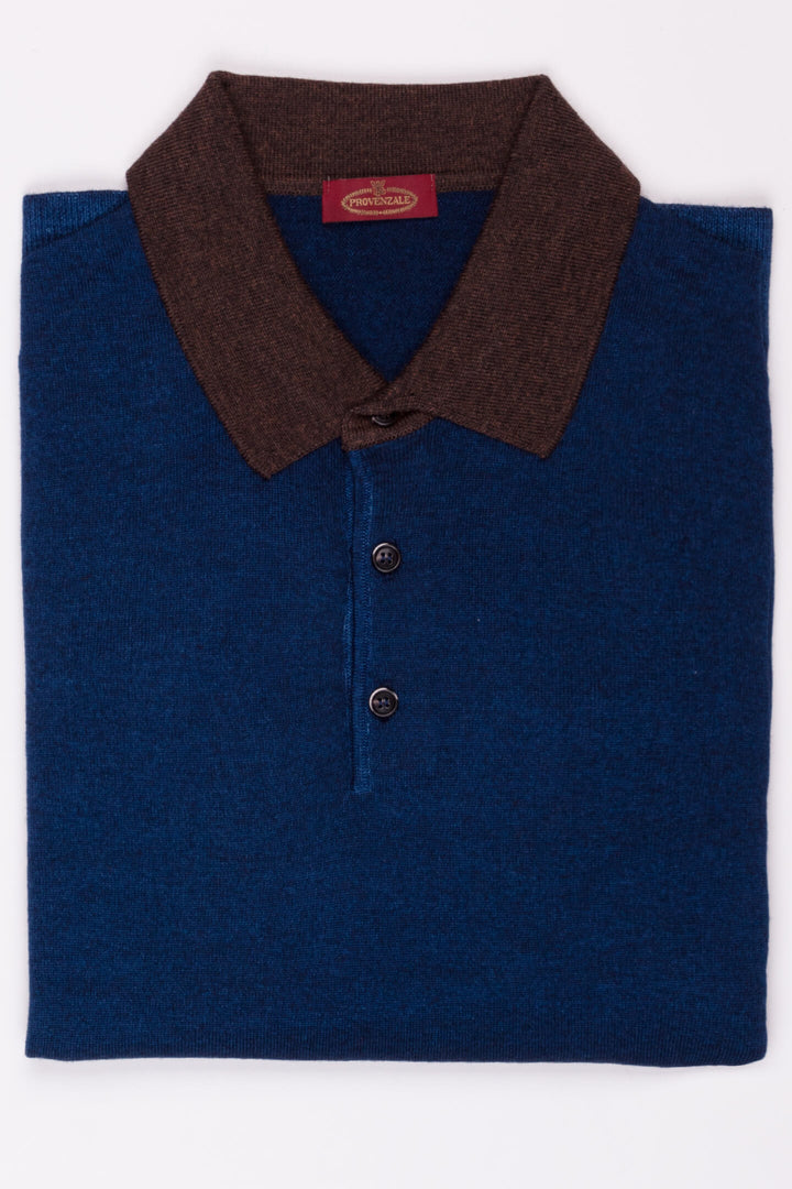 POLO IN LANA VERGINE BLU