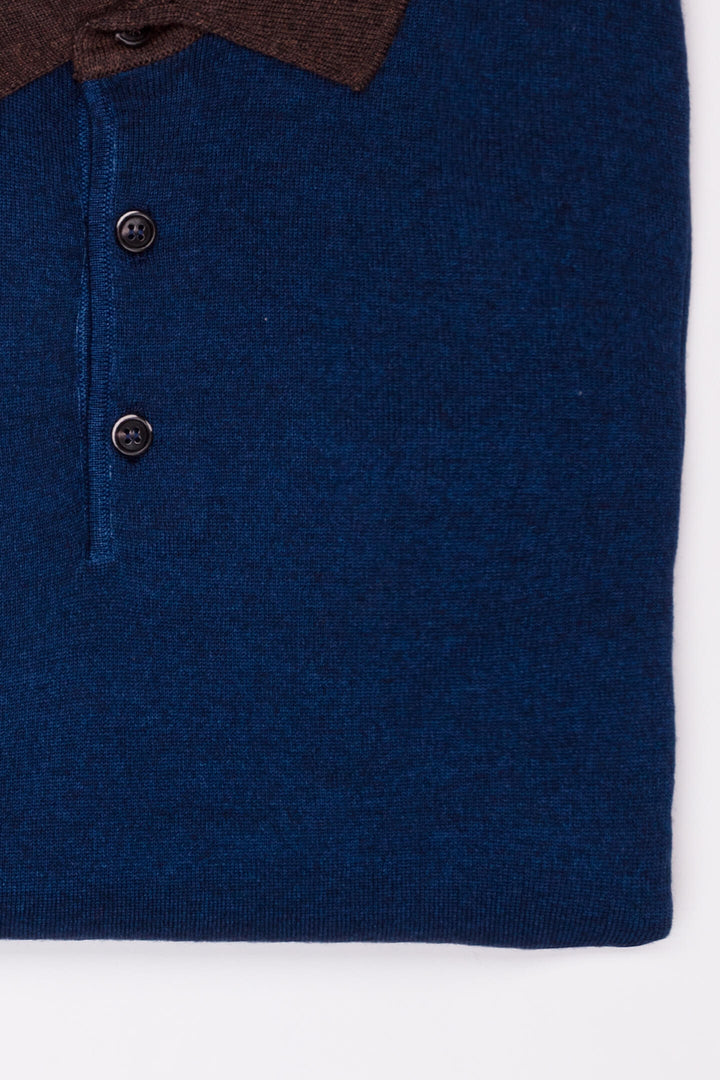 POLO IN LANA VERGINE BLU