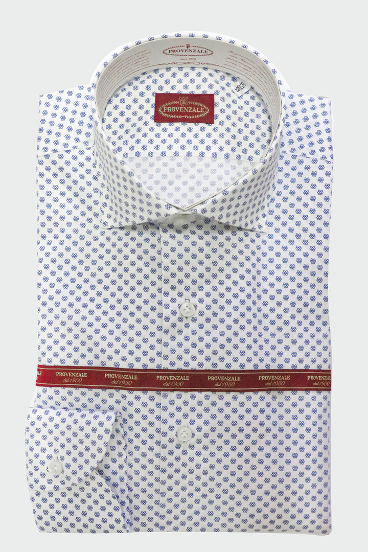 CAMICIA 012 FANTASIA DI  COTONE OPERATO BIANCO