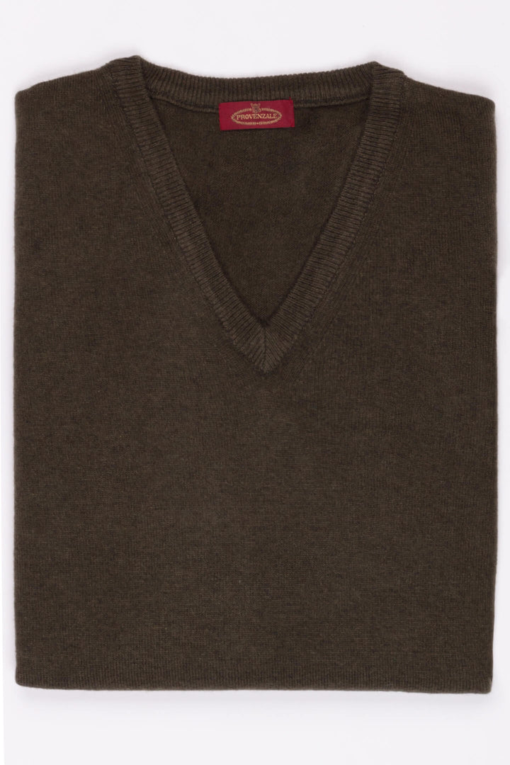 SCOLLO AV MISTO CASHMERE VERDE MILITARE
