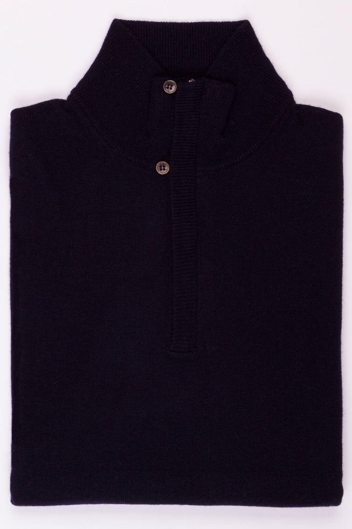 MEZZA ZIP MISTO CASHMERE BLU