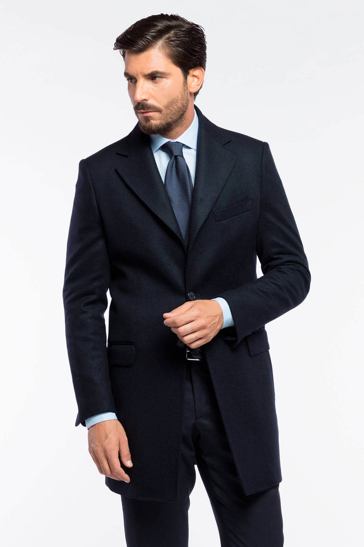 CAPPOTTO MISTO CASHMERE BLU