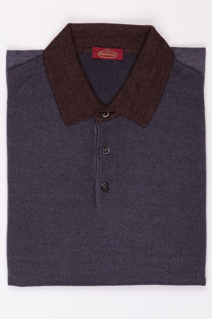 POLO IN LANA VERGINE GRIGIO PIOMBO