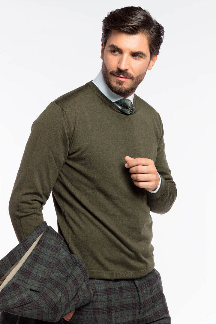 GIRCOLLO MERINOS VERDE MILITARE