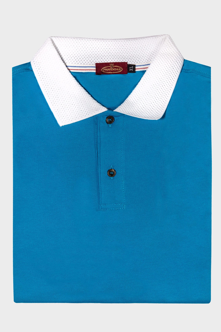 POLO CON COLLO IN MAGLINA TURCHESE