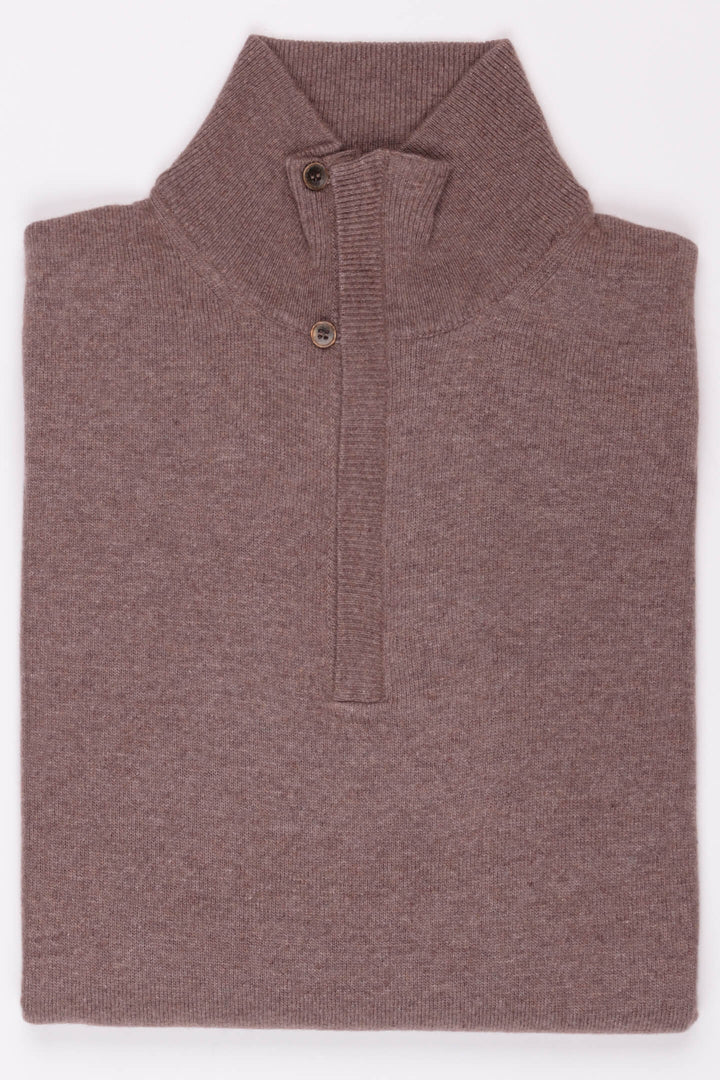 MEZZA ZIP MISTO CASHMERE FANGO