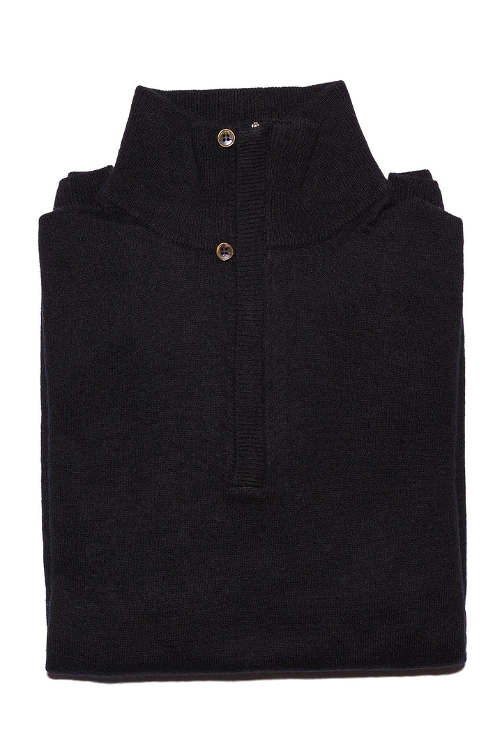 MEZZA ZIP MISTO CASHMERE NERO