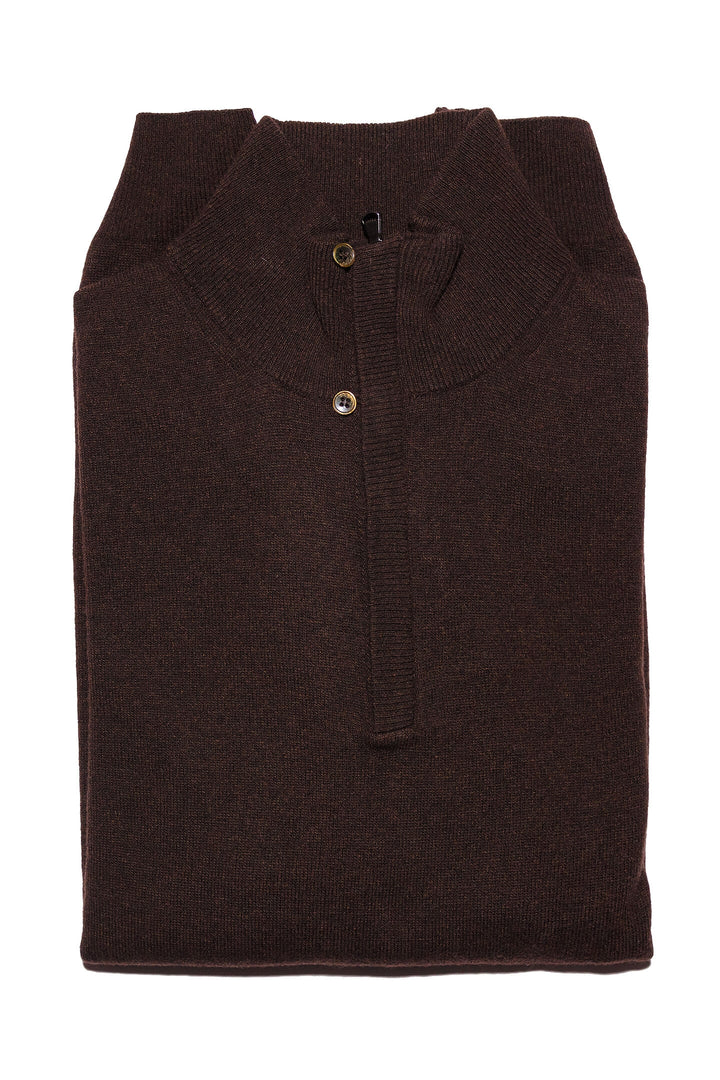 MEZZA ZIP MISTO CASHMERE MORO