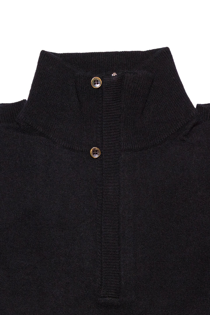 MEZZA ZIP MISTO CASHMERE NERO