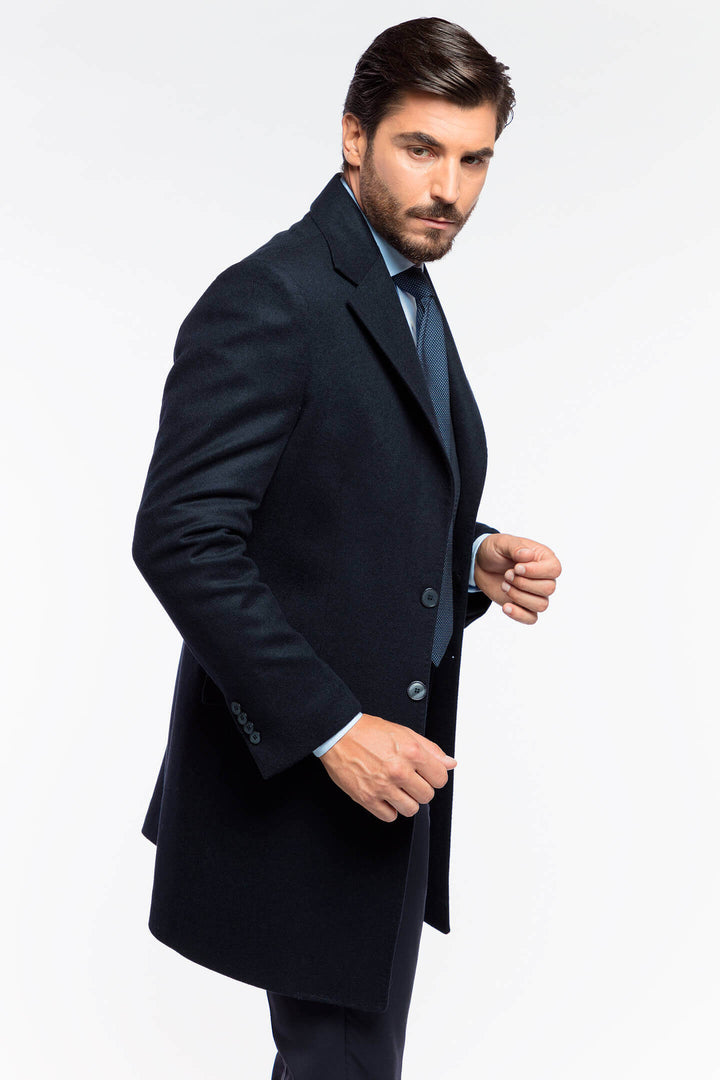 CAPPOTTO MISTO CASHMERE BLU