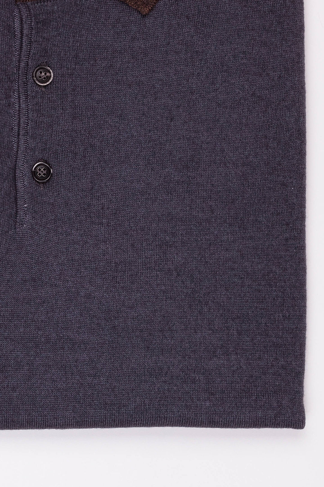POLO IN LANA VERGINE GRIGIO PIOMBO