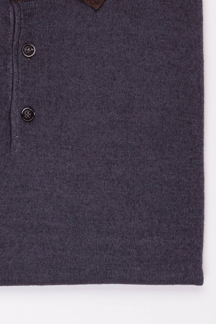 POLO IN LANA VERGINE GRIGIO PIOMBO