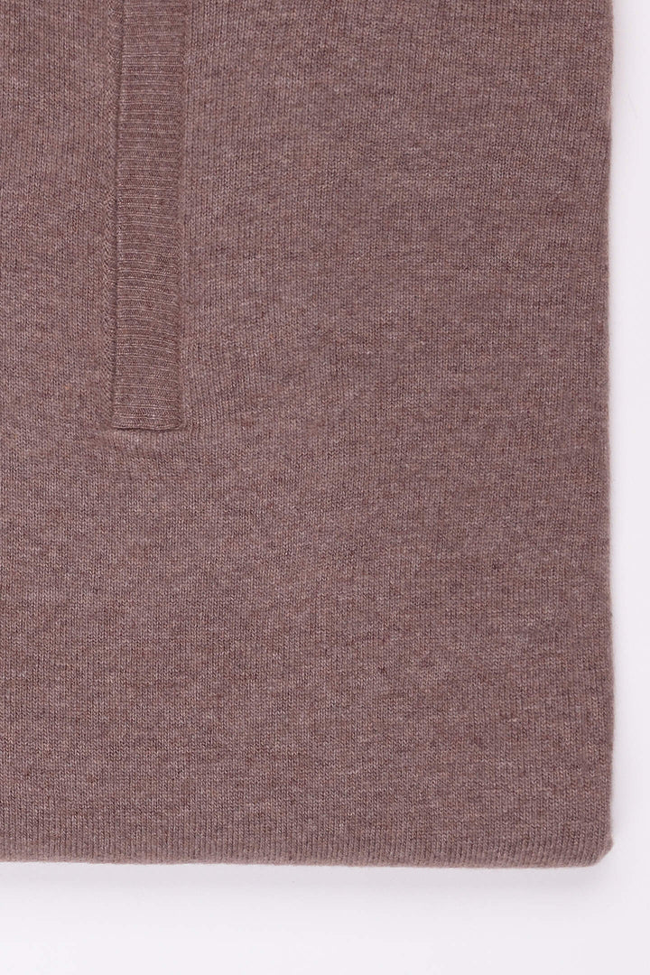 MEZZA ZIP MISTO CASHMERE FANGO