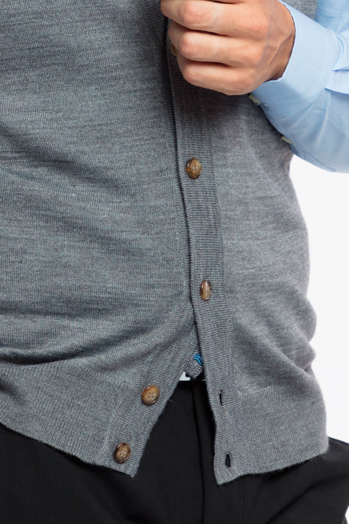 GILET SMANICATO MERINOS GRIGIO MEDIO