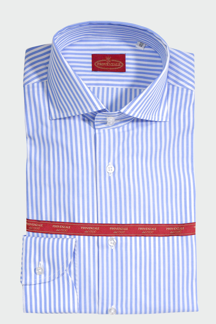 STRIPED SKY BLUE SHIRT DOUBLE BUTTON