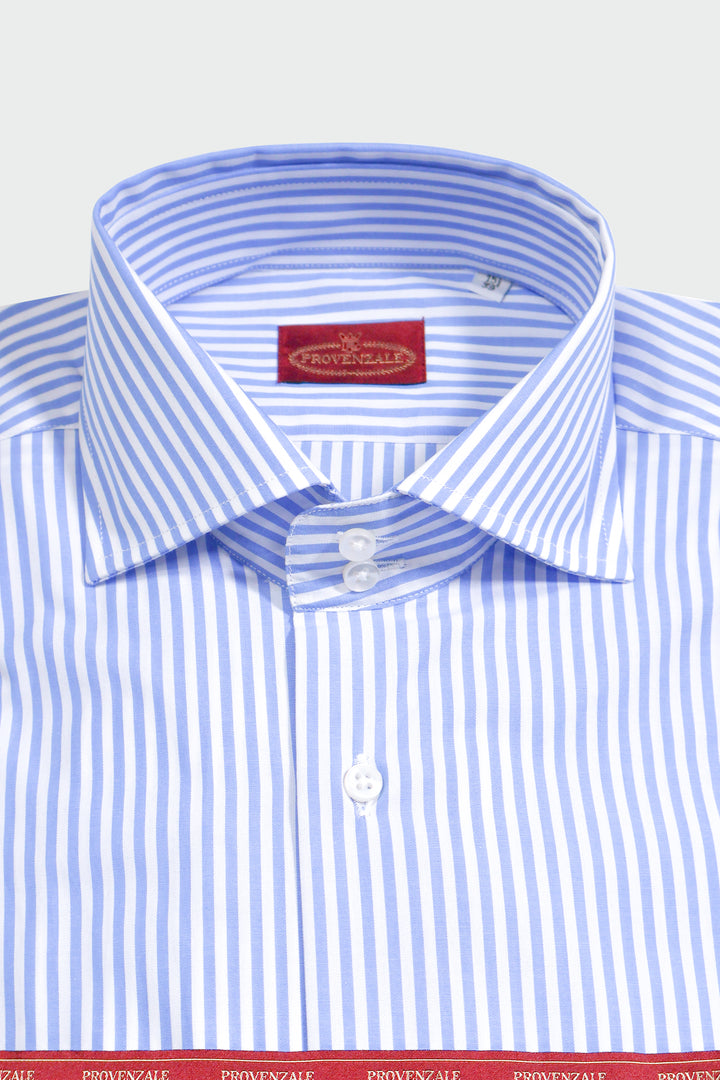 STRIPED SKY BLUE SHIRT DOUBLE BUTTON